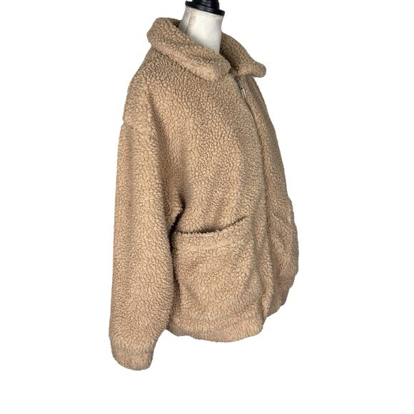 I. AM. GIA Pixie Sherpa Fleece Jacket Oversized Teddy Coat Camel Size Small - Picture 3 of 9